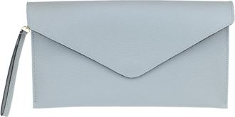 Girly HandBags Womens Italian Genuine Leather Envelope Clutch Bag Wristlet Evening Bag Party Wedding Light Grey