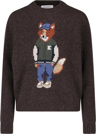 Maison Kitsun&eacute; Brown Dressed Fox Wool Sweater