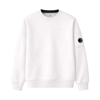 C.P. Company Sweatshirts, male, White, Size: 2XL Rccmss713A Diagonal Raised Fleece Crewneck