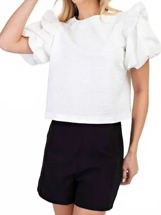 Glam Holly Textured Top In White
