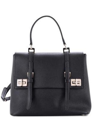 Prada Half Flap Double Turn Lock Saffiano Leather Medium satchel - Nero