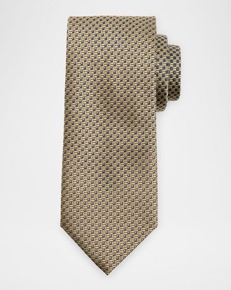 Brioni Mens Staggered Box Silk Tie