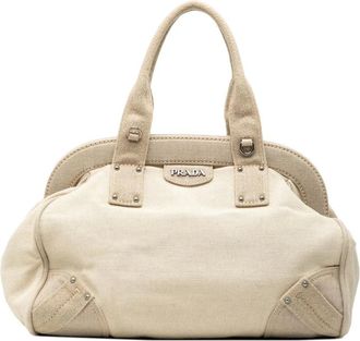 Prada Pre-owned Handbags, female, White, Size: ONE SIZE Pre-owned Canvas Top Handle Bag