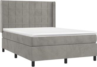 vidaXL Cama Box Spring Colch&oacute;n Y Led Terciopelo Gris Claro 140x190 Cm Vidaxl