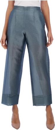 Emporio Armani Verfijnde Palazzo Broek - Dames - Wijde Broeken - Grijs - M - Polyester - Broeken