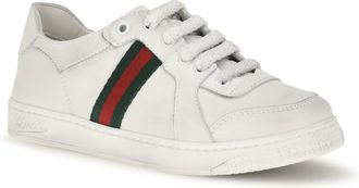 Gucci Leather Sneakers With Web Detail For Boy Great White-V.r.v White/v.r.v