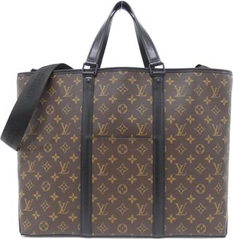 Louis Vuitton Monogram Macassar Black Brown Coated Canvas Tote Bag (Pre-Owned)