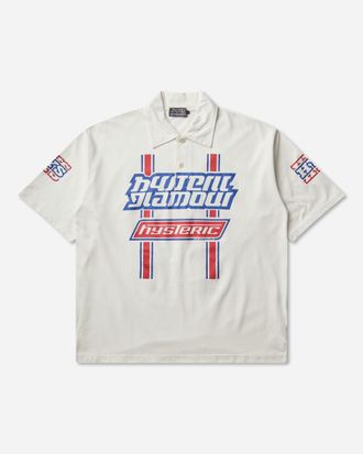Hysteric Glamour Men s HG Pit Crew Polo Shirt White