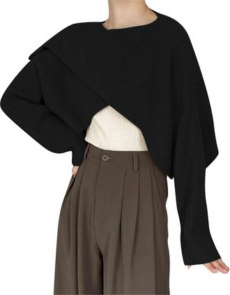 Generic Knit Jumpers for Lady Casual Xmas 2024 Winter Tops Sweaters for Women Trendy Crewneck Long Sleeve Color Block Sweater Tops Fall 2024 Chunky Cable Knit