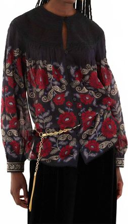 Farm Rio Valentina Long Sleeve Blouse In Multi