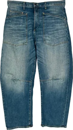 Nili Lotan Nili Lotan Shon Barrel Jeans in Blue Cotton