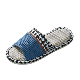 Generic UK Size 7 Mens Slipper Couples Mule Sandals Slippers Unisex Open Toe House Slipper Summer Holiday Sandals Flax Sole Indoor Flats Shoes Comfort Slipper