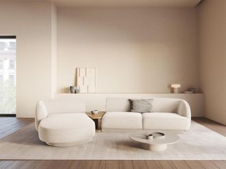 BLOOMINGLOFT 3-Sitzer Design Ecksofa Miley mit Beistelltisch - Chenille Light Beige