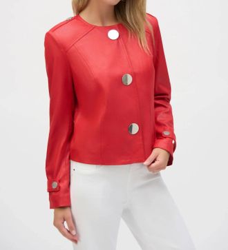 Joseph Ribkoff Faux Suede Boxy Jacket In Radiant Red