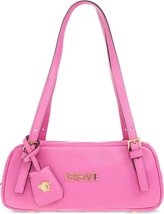 Versace Borsa bowling a spalla con etichetta - Rosa