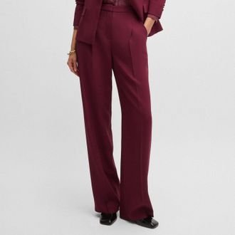 HUGO BOSS Womens Tozera Regular-Fit Trousers in Red - Size 8 UK