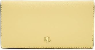 Lauren Ralph Lauren Crosshatch Leather Slim Womens Wallet Bi-fold Womens Wallet Lemon Sorbet