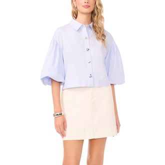 Vince Camuto Puff Sleeve Boxy Shirt in Sky at Nordstrom, Size X-Large