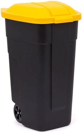 Curver 110 ltr cubo contenedor aire libre negro con tapa amarilla