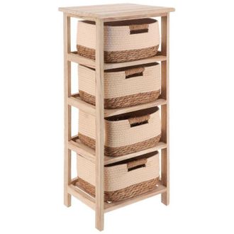 Tendance Tendance - Mobile in paulownia con 4 cesti per piante e cotone - beige naturale