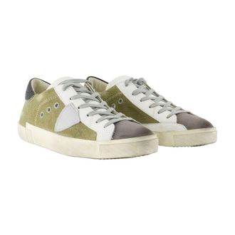 Philippe Model Mens Prsx Low Sneaker Green Canvas