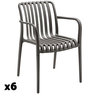 TecTake Set de 6 sillas de jard&iacute;n apilables y 54,5x58x80,5 cm, antracita