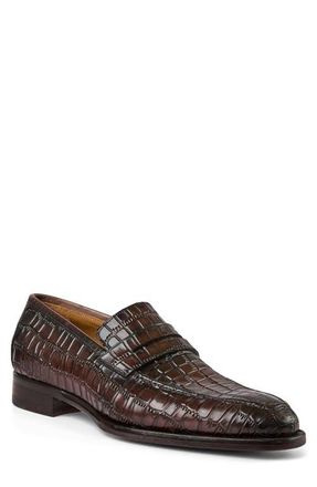 Bruno Magli Emilio Penny Loafer in Brown Viper at Nordstrom, Size 11.5