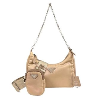 Prada Pre-owned Vintage Nylon Shoulder Bag - Dames - Pre-owned - Beige - Maat: ONE Size Nylon