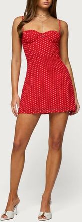 Edikted Polka Dot Chiffon Minidress in Red at Nordstrom, Size X-Small