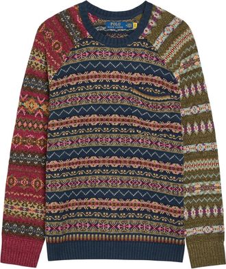 Polo Ralph Lauren Patterned Intarsia Linen and Cotton-blend Jumper - Multicoloured 1 - L