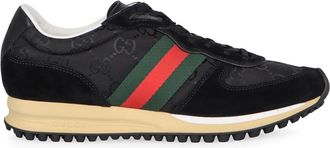 Gucci Lage sneakers met groen-rood-groen web - Heren - Sneakers - Zwart - 41 1/2 EU - Leer - Schoenen
