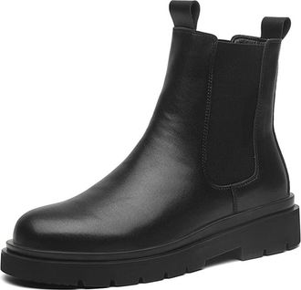 Generic Mens Chelsea Ankle Boots Elastic Bandage High Top Genuine Leather Slip On Non Anti-slip Wearable Waterproof Work Slip On(7.5 UK)