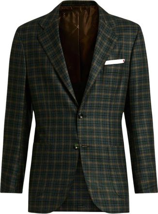 Kiton Geruite Cashmere Blazer - Heren - Blazers - Groen - 4XL - Leer - Jassen
