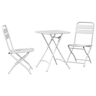 Berkfield Home 3-Piece Folding Bistro Set in White Steel