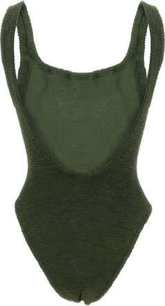 Hunza G Crinkle-Textured Square Neck Swimsuit - Khaki