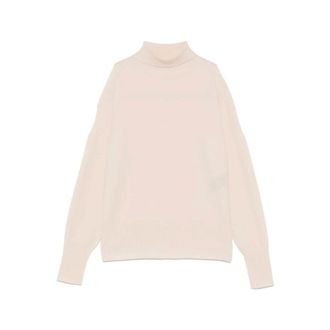 D.exterior Truien & Vesten, Dames, Beige, M, Wol, Roomwit Gebreide Turtleneck Sweater