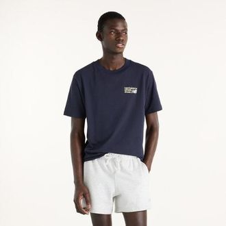New Balance Mens Athletics Premium Logo T-Shirt in Blue Cotton, size 2X-Large