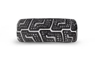 LuvMyJewelry Pro Rider Tire Tread Sterling Silver & Black Diamond Ring in Dark Grey at Nordstrom, Size 11