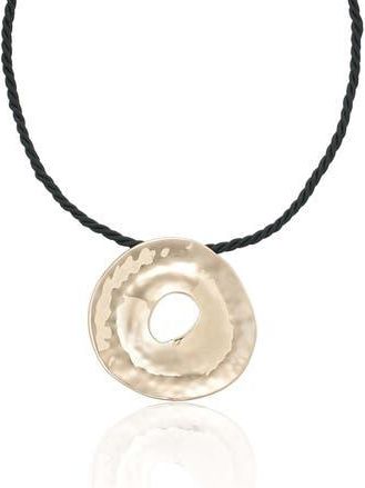 Ettika Hammered Donut Pendant Cord Necklace in Gold at Nordstrom Rack