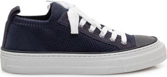 Brunello Cucinelli Cotton Knit Sneakers - Dames - Sneakers - Blauw - 40 EU - Katoen - Schoenen