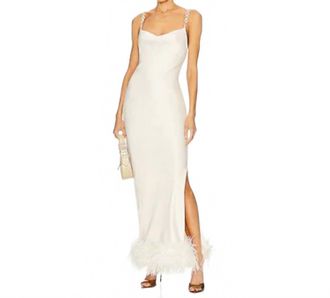 B&uuml;bish Feather Trim Slip Dress In White