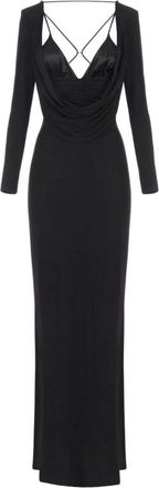 Elisabetta Franchi Elegante Nero Jurk Aw 25 - Dames - Avondkleed - Zwart - XS - Kleedjes