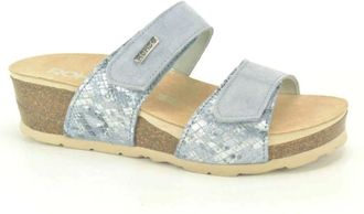 Rohde Blauwe Instap Sandalen met Velcro Straps - Dames - Sleehakken - Blauw - 37 EU - Schoenen