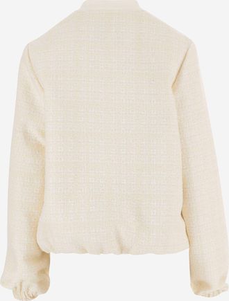 Gucci Womens Checked Cotton Tweed Jacket Beige
