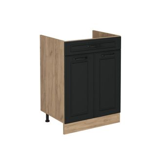 Vicco Mueble Bajo De Cocina R-line, Antracita Casa De Campo/roble Dorado, 60 Cm Con Caj&oacute;n Sin Encimera, Vicco