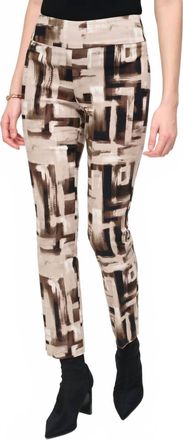 Joseph Ribkoff Abstract Print Pull On Slim Pant In Vanilla/multi