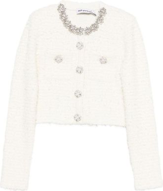 Self Portrait Off White Embellished-buttons Cardigan