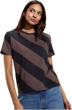 Cynthia Rowley Diagonal Stripe Tee - Dames - T-shirts - Bruin - S - Tops
