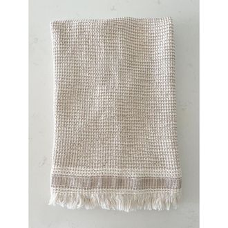 Anaya with Love Waffle Striped Turkish Cotton Bath Towel in Warm Beige at Nordstrom