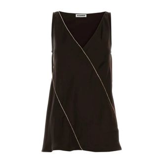 Jil Sander Sleeveless Tops, female, Brown, Size: XS Viscose Top
